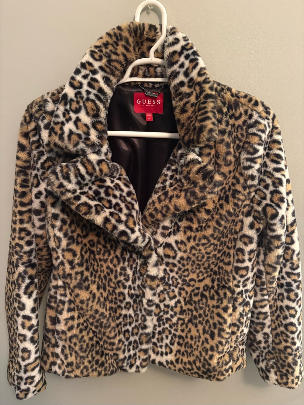 Leopard faux fur jacket by Guess